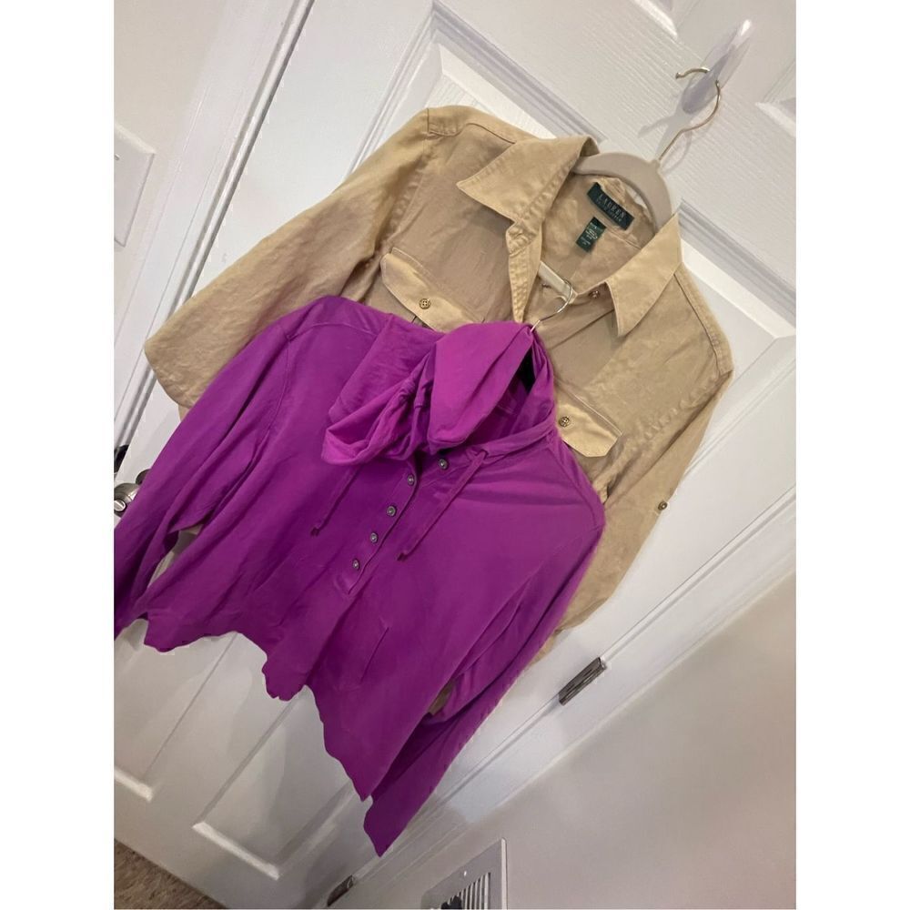 Lauren Ralph Lauren bundle lot women’s linen blouse and hoodie size large